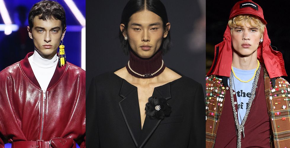 tendenze moda invernale, la fashion week milanese ha visto uomini con la gonna e gioielli diventare finalmente la nuova normalità, tra genderless e femminilità
