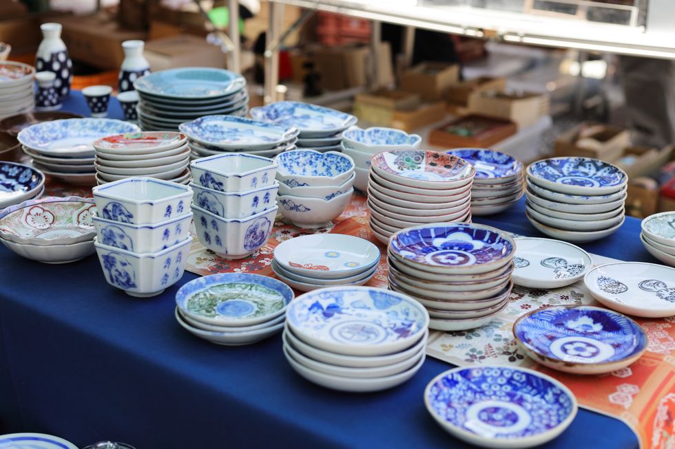 tenjin ichi antique flea market in kyoto ,japan