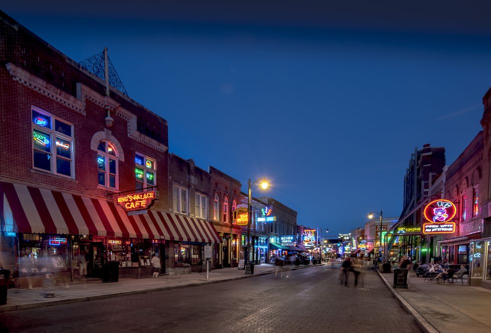 USA, Tennessee, Beale Street at twilight