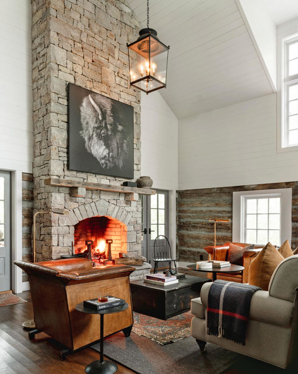 tennessee log cabin rustic living room