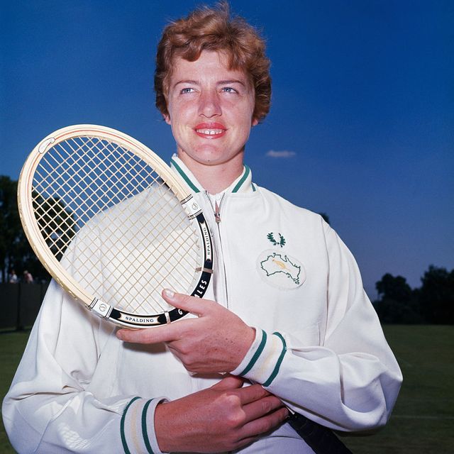 Margaret Court Smith Posing with Tennis Racket