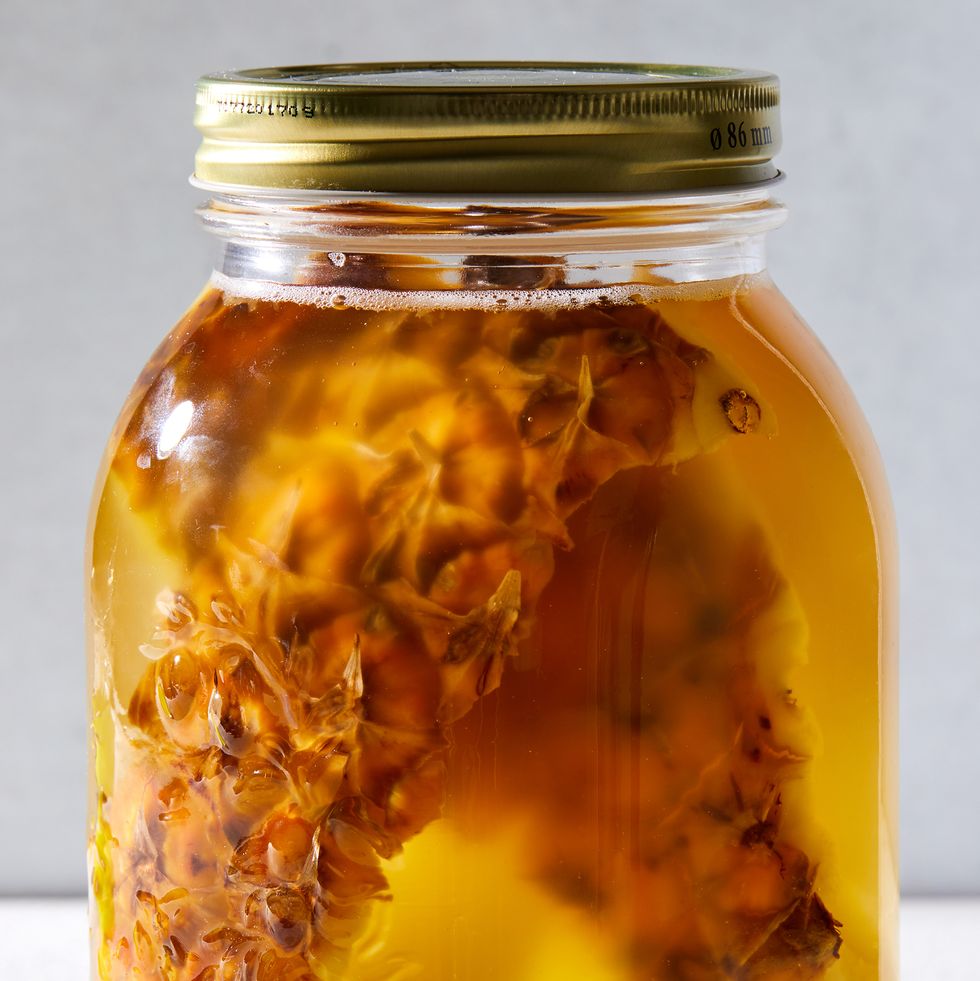 tepache in a glass and in a jar