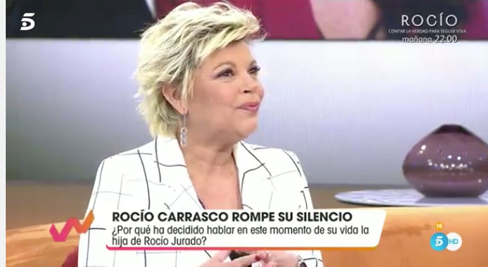 terelu campos, muy afectada por las palabras de su amiga rocío carrasco