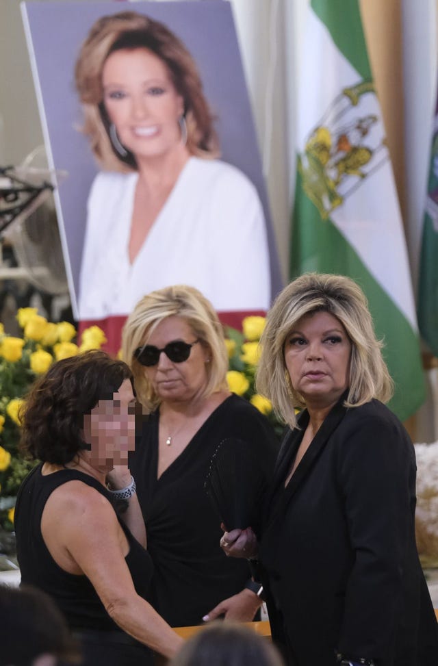 carmen borrego y terelu campos en el funeral de su madre en malaga