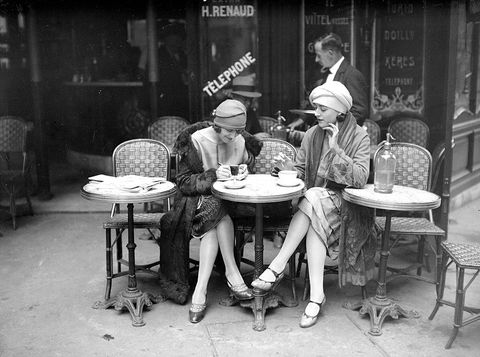 Terrace of cafe. Paris, about 1925.
