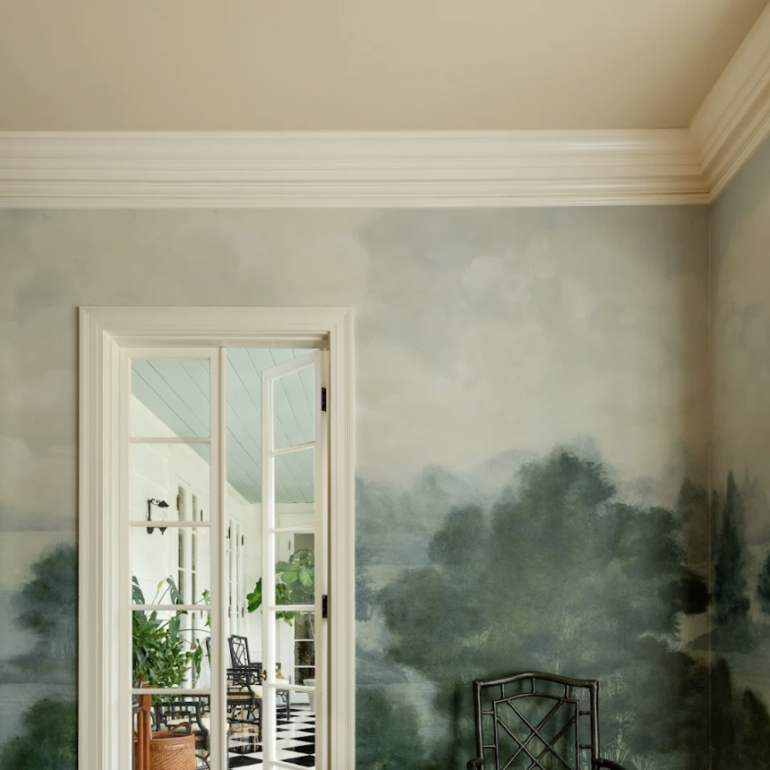 How to get the mural look with hand-painted, large-scale wallpaper