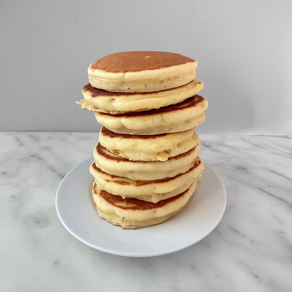 stack of fluffy pancakes on a plate
