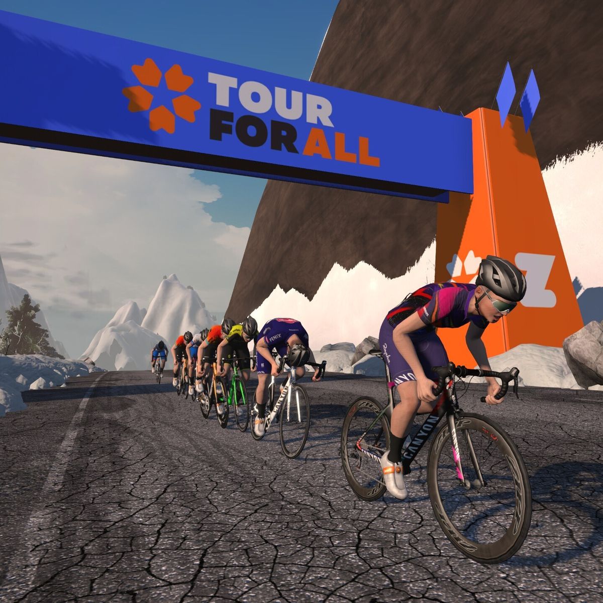 a route preview of zwift's tour for all fundraiser