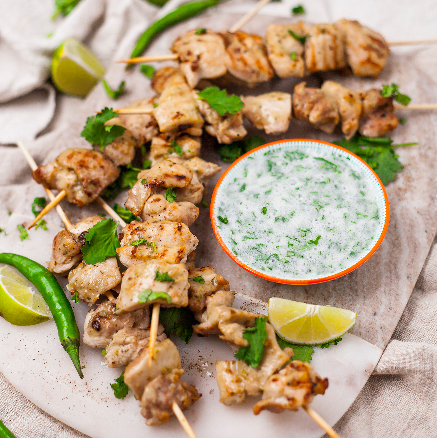 Thai Chicken Skewers with Spicy Coconut Dipping Sauce