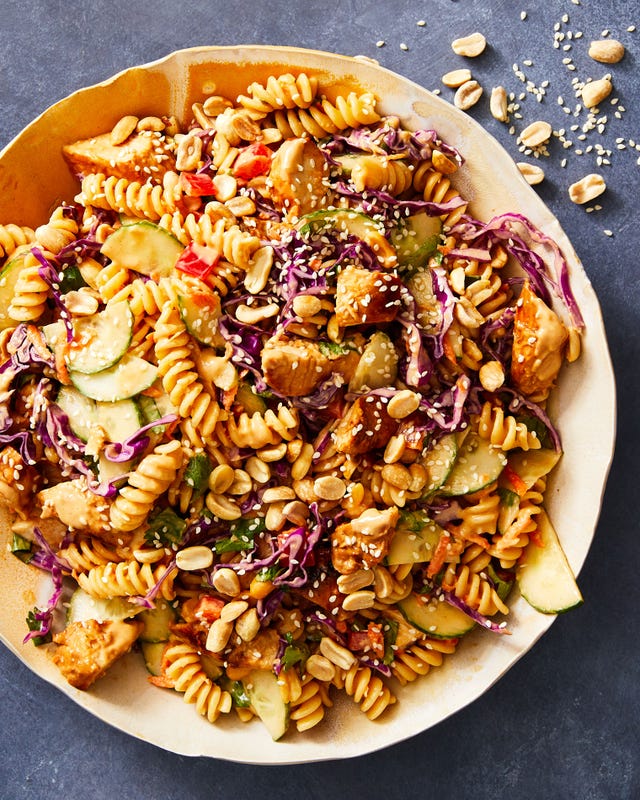 thai chicken peanut pasta salad