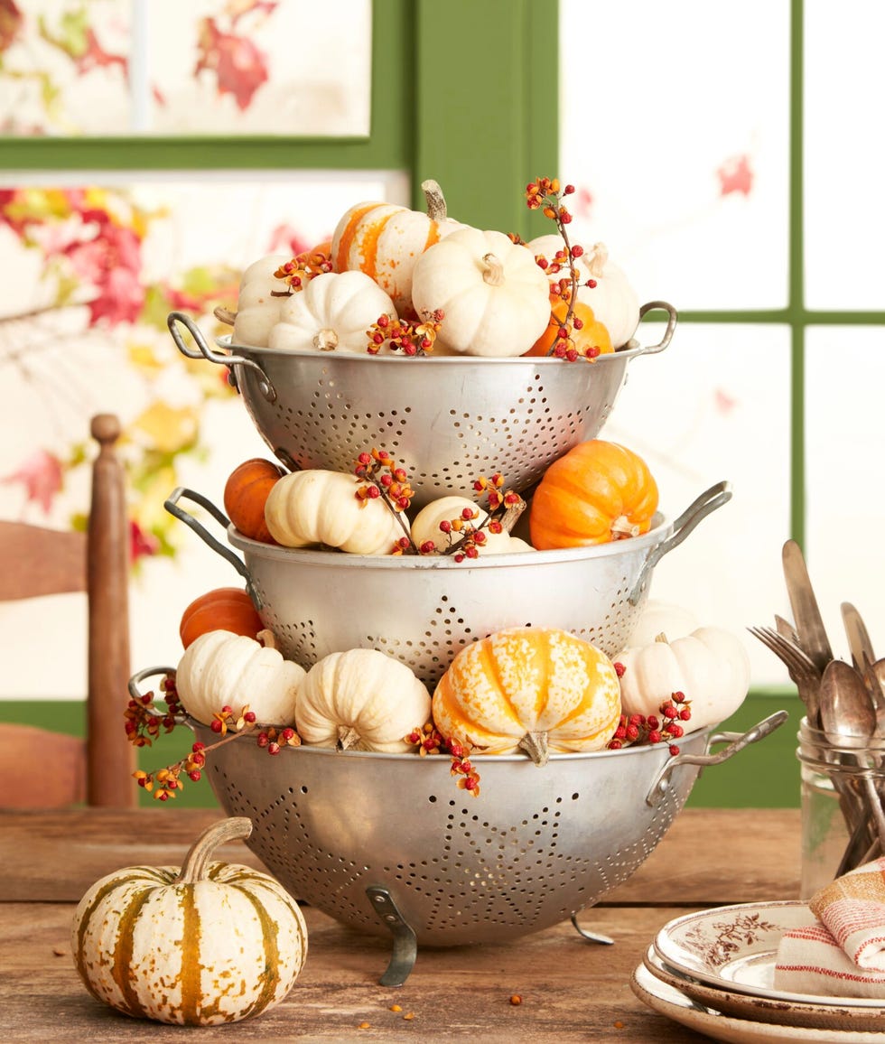 thanksgiving decorations colander centerpiece