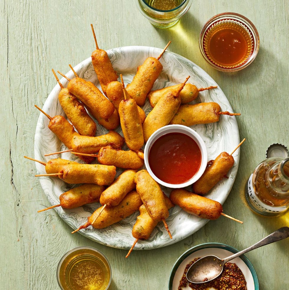 mini corn pups on a stick