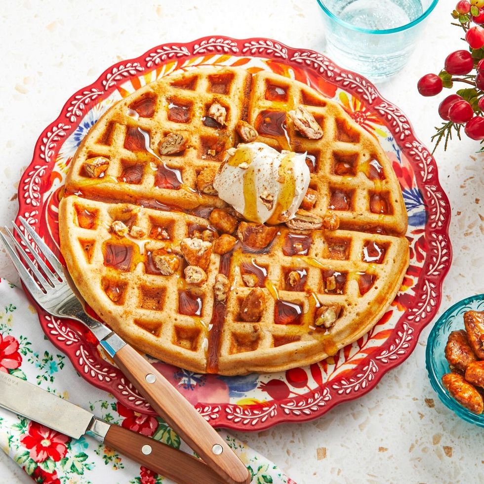 cinnamon pecan yeasted waffles thanksgiving breakfast recipes