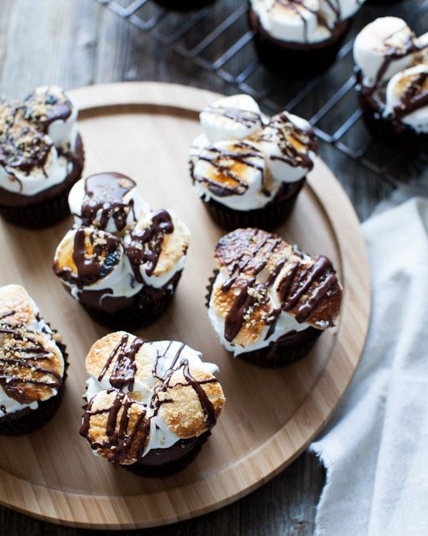 chocolate pumpkin s’mores thanksgiving cupcake recipe