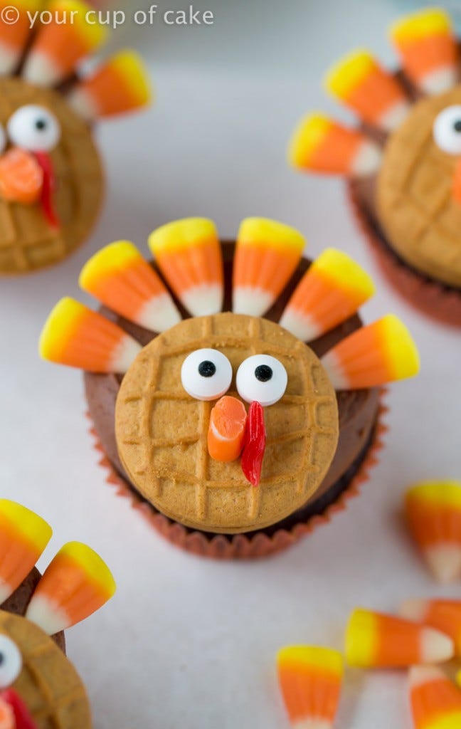 thanksgiving cupcakes turkeys