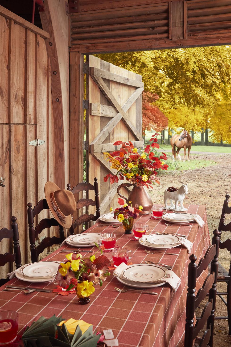thanksgiving ranch dinner table holiday tablescape