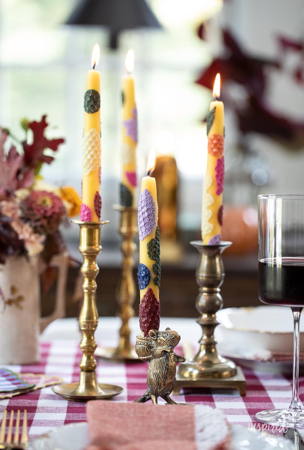 thanksgiving decorations colorful taper candles