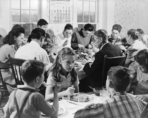 Families Eating Thanksgiving Dinner