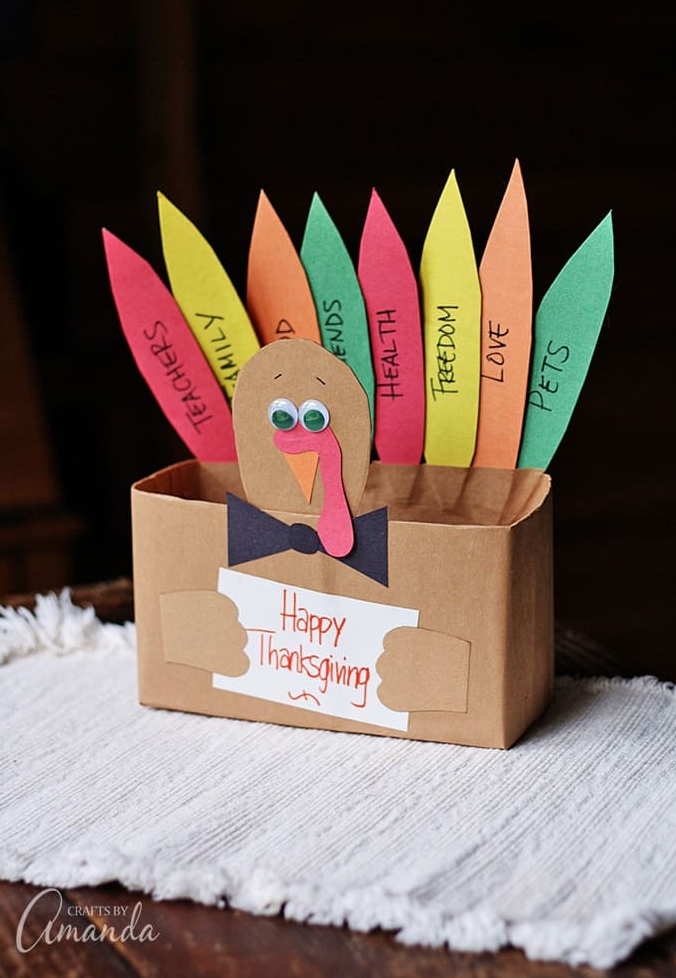 thanksgiving kids crafts cereal box turkey