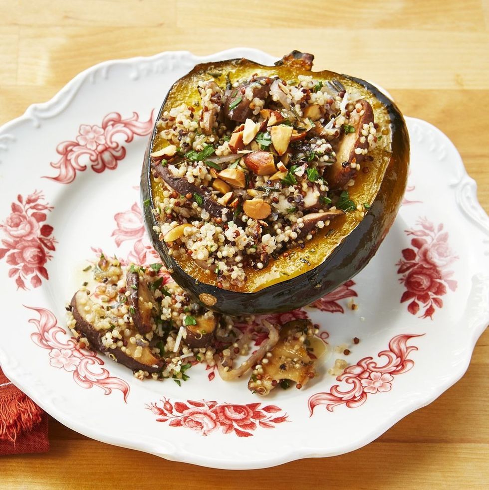 quinoa and mushroom stuffed acorn squash