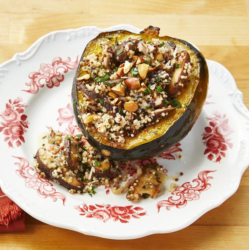 quinoa and mushroom stuffed acorn squash