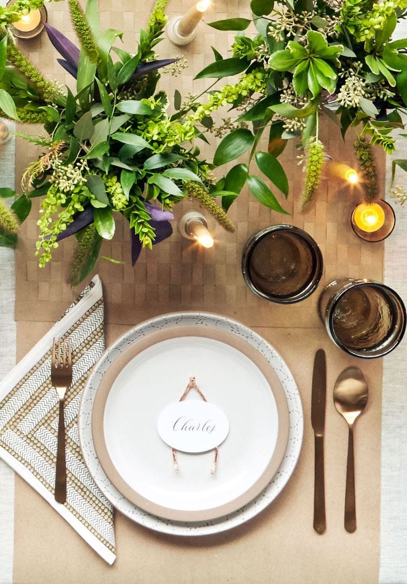 Gold Glittered Feather Thanksgiving Name Cards - Make Life Lovely