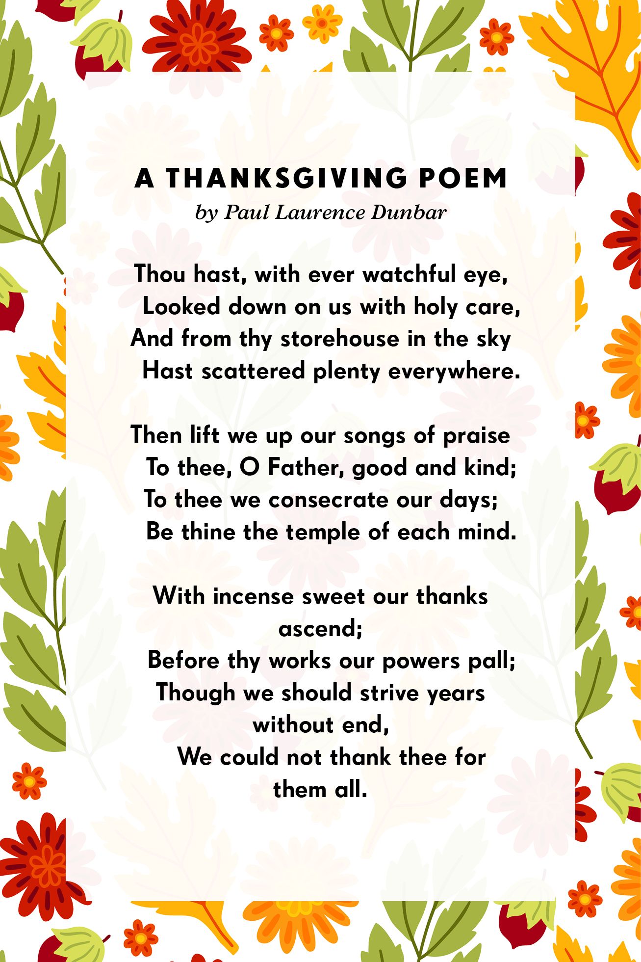 Printable Thanksgiving Poems