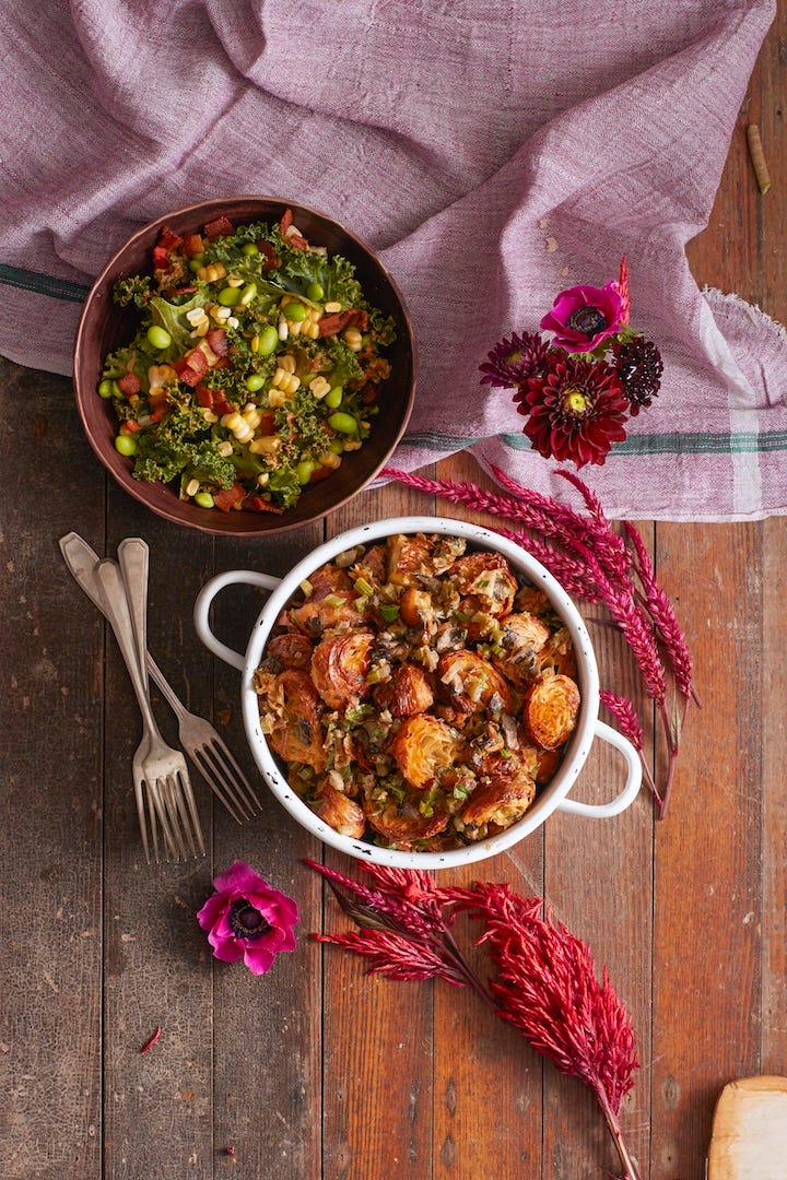 thankgiving potluck ideas   croissant mushroom stuffing