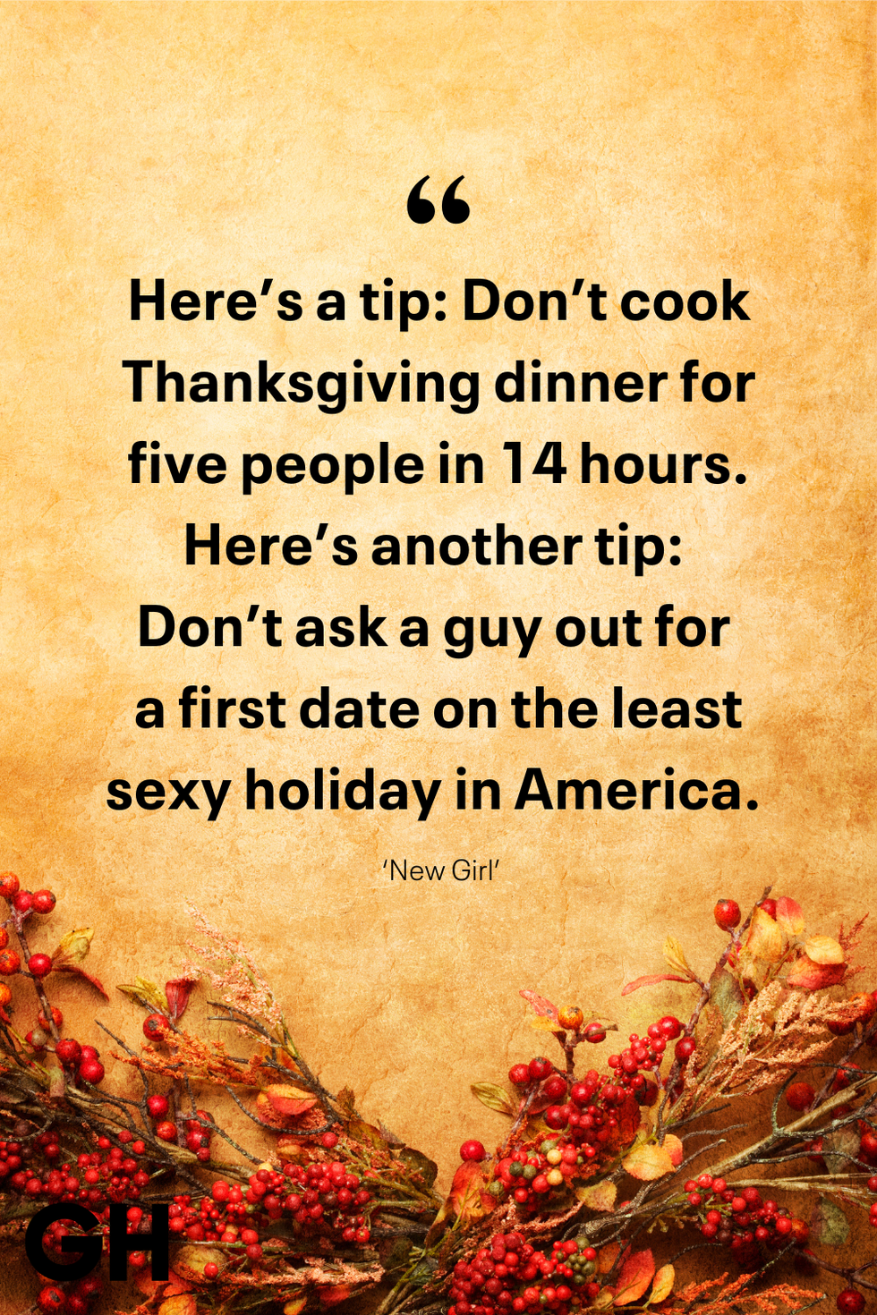 here’s a tip don’t cook thanksgiving dinner for five people in 14 hours here’s another tip don’t ask a guy out for a first date on the least sexy holiday in america ‘new girl’