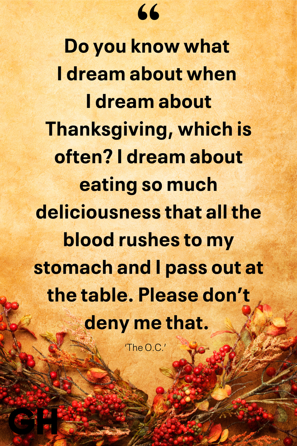 do you know what i dream about when i dream about thanksgiving which is often i dream about eating so much deliciousness that all the blood rushes to my stomach and i pass out at the table please dont deny me that the oc