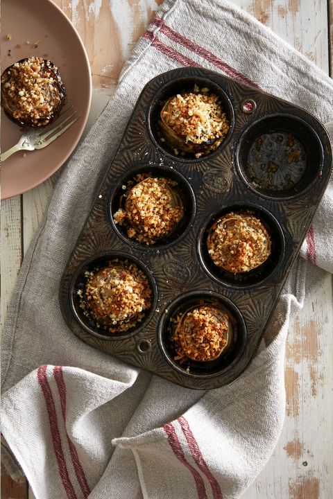 baked onions with fennel breadcrumbs in a muffin tray