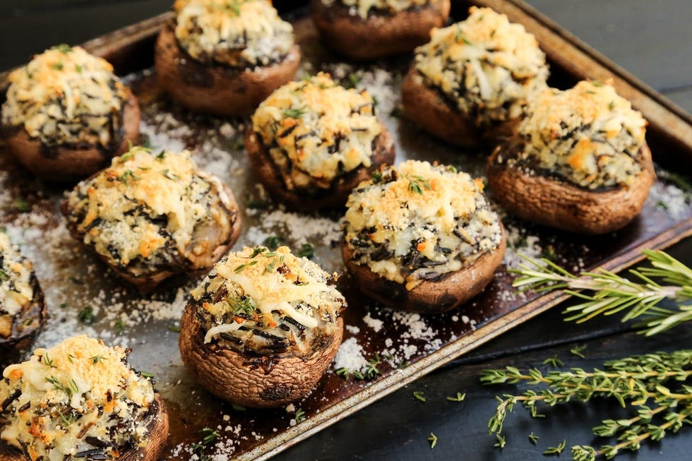 mashed potato and wild rice stuffed mushrooms thanksgiving side dish