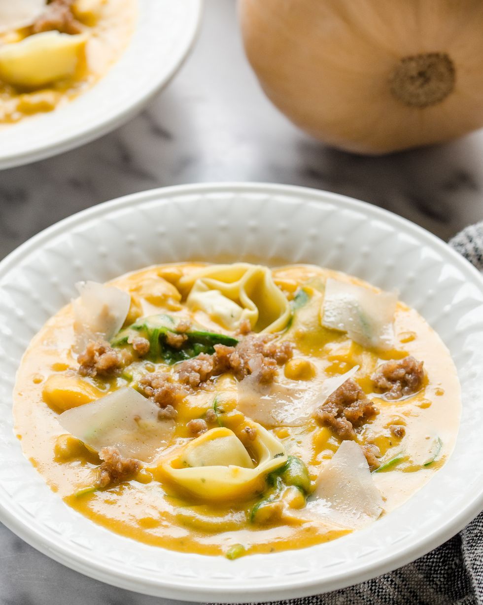 thanksgiving butternut squash sausage and tortelloni soup