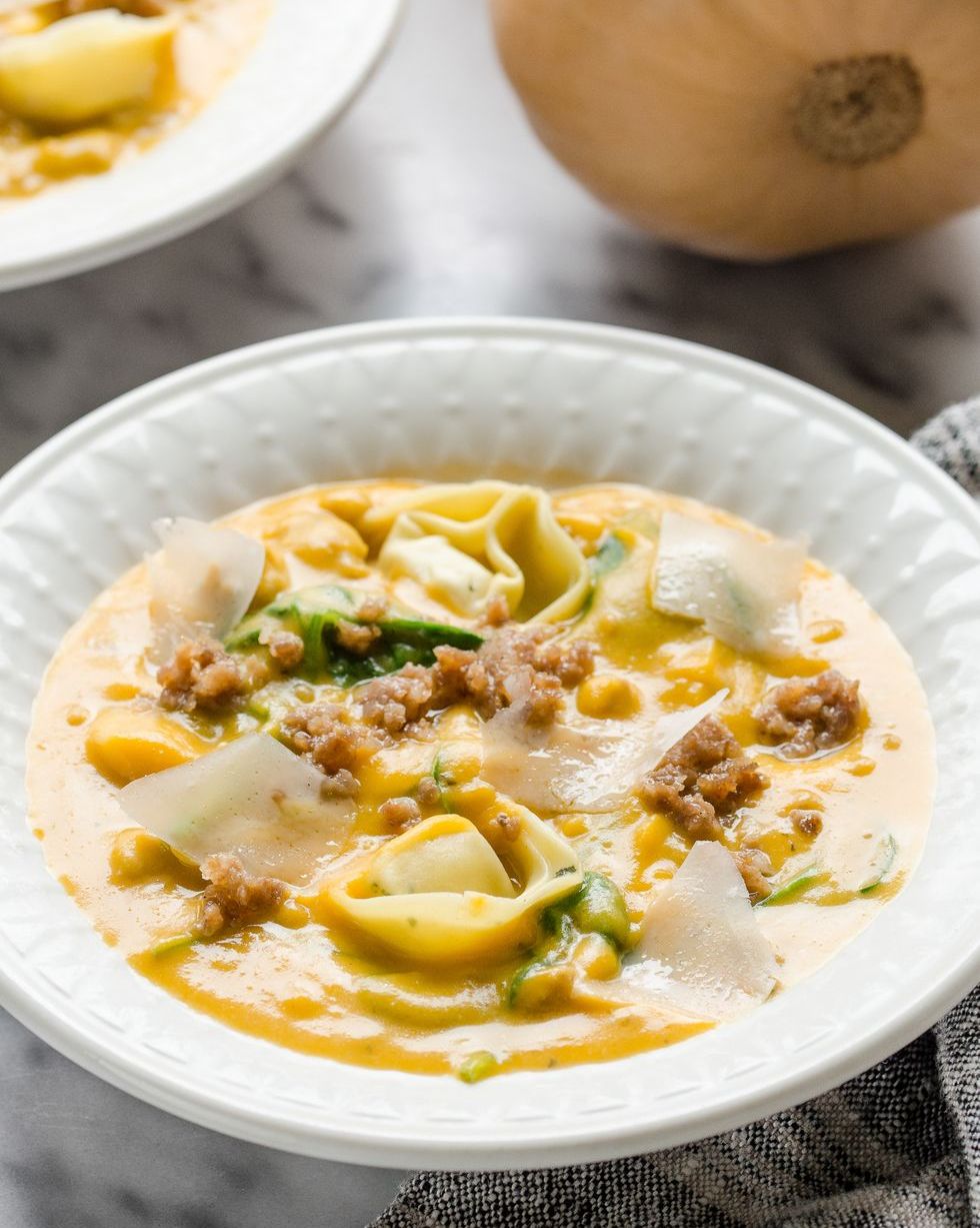 thanksgiving butternut squash sausage and tortelloni soup