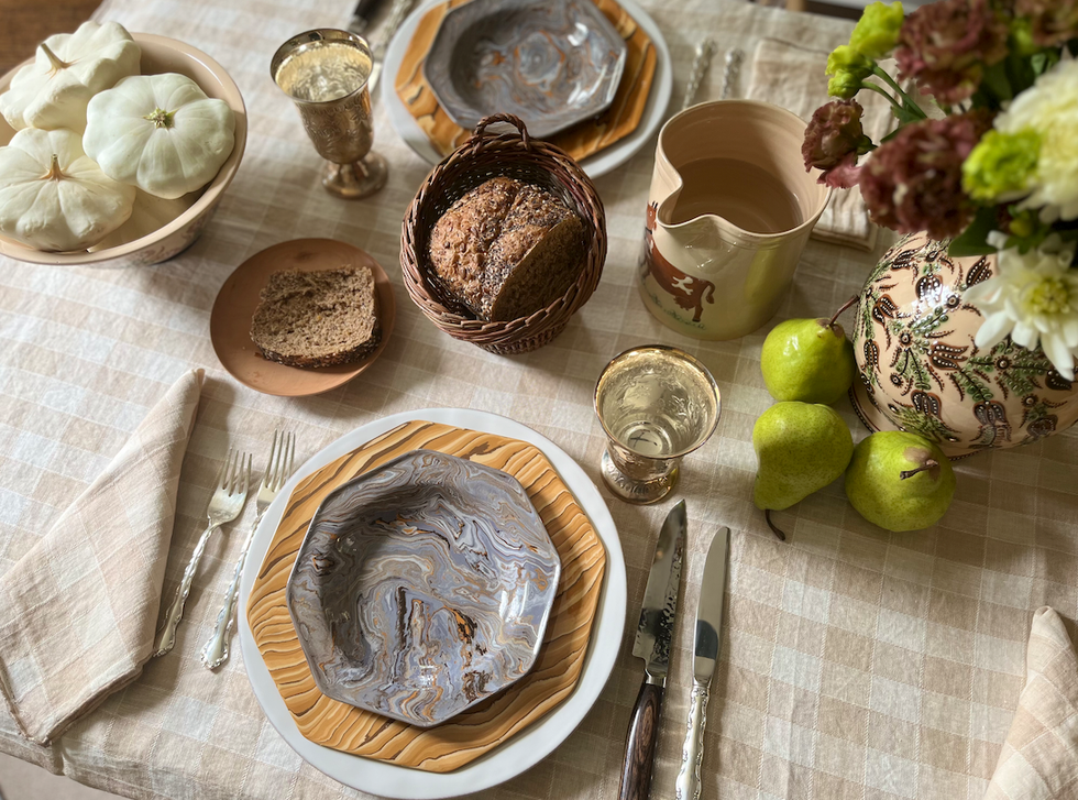 Home, Decor, Thanksgiving a table with plates and food