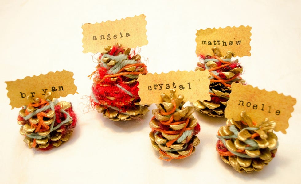 pinecone place cards for thanksgiving tables for kids