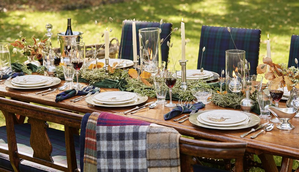 an outdoor table setting