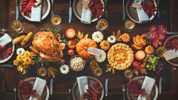 thanksgiving table full of food