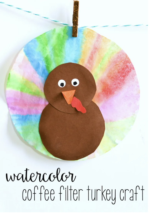 thanksgiving kids crafts watercolor coffee filter turkey craft