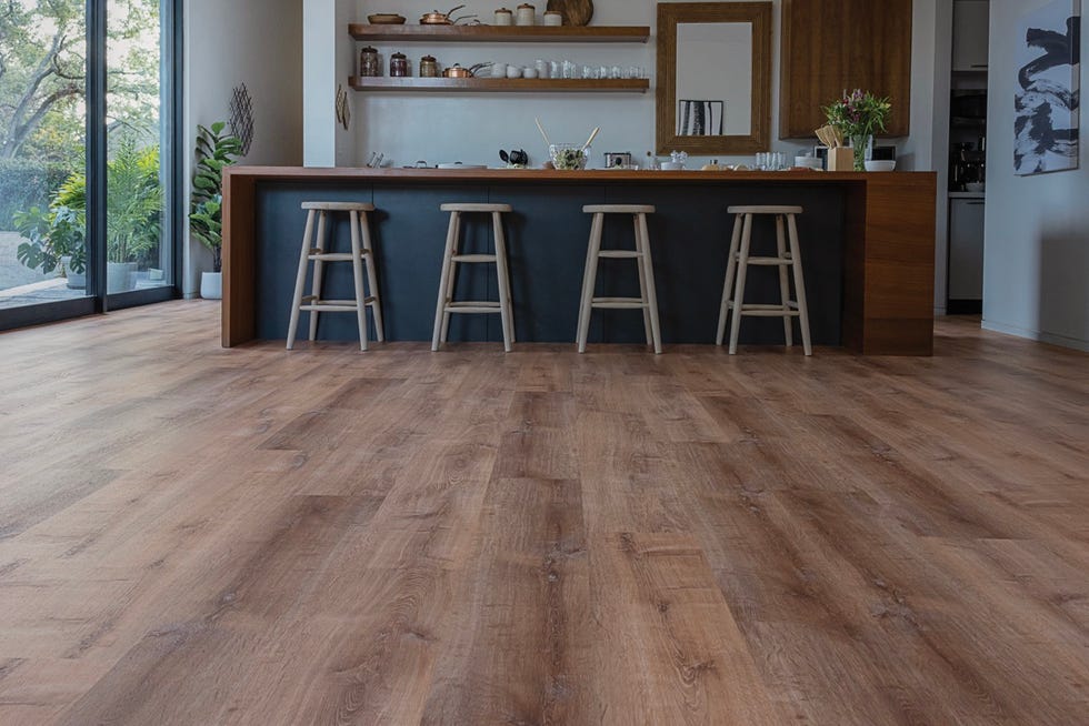 modern kitchen space with bar seating