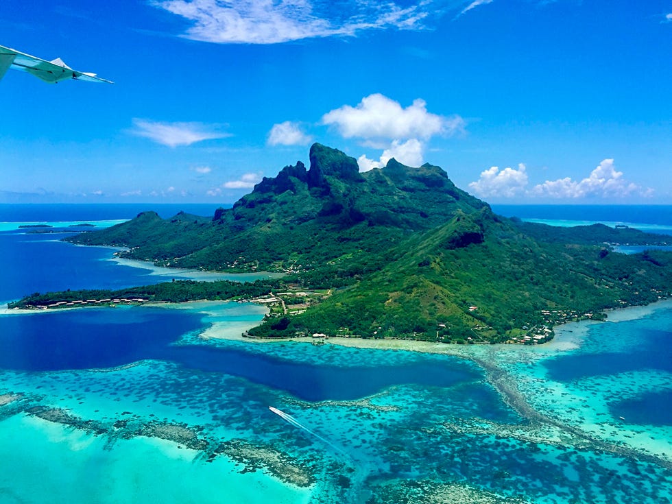 the amazing aerial view of the paradise bora bora island, french polynesia