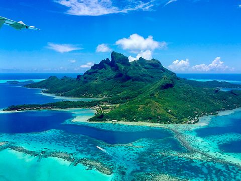 the amazing aerial view of the paradise bora bora island, french polynesia