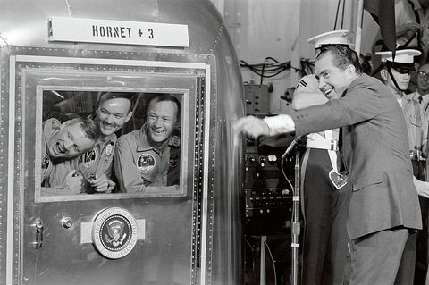 Astronauts in Mobile Quarantine Facility