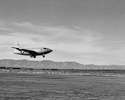 landing of bell x 1 supersonic test plane