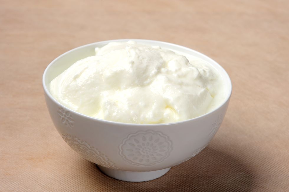 The bowl of yoghurt