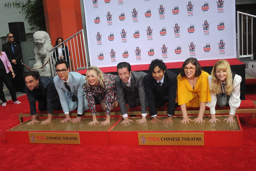 The Cast Of "The Big Bang Theory" Places Their Handprints In The Cement At The TCL Chinese Theatre IMAX Forecourt