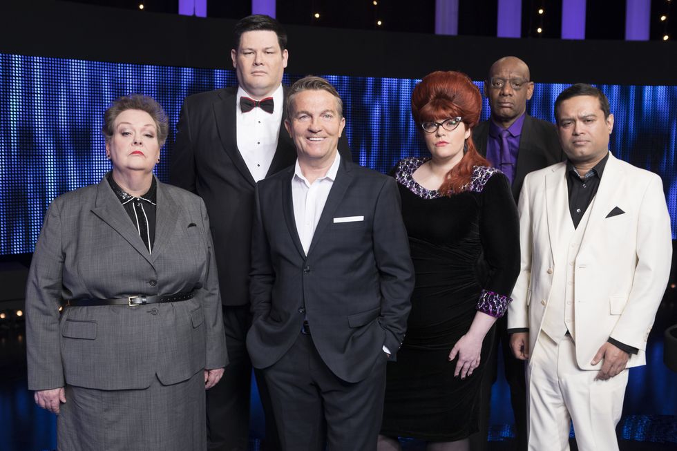 the chase host bradley walsh pictured with chasers anne hegerty, mark labbett, jenny ryan, shaun wallis and paul sinha