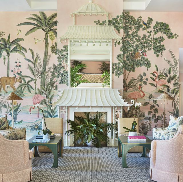a de gournay mural in the lobby of the colony palm beach hotel