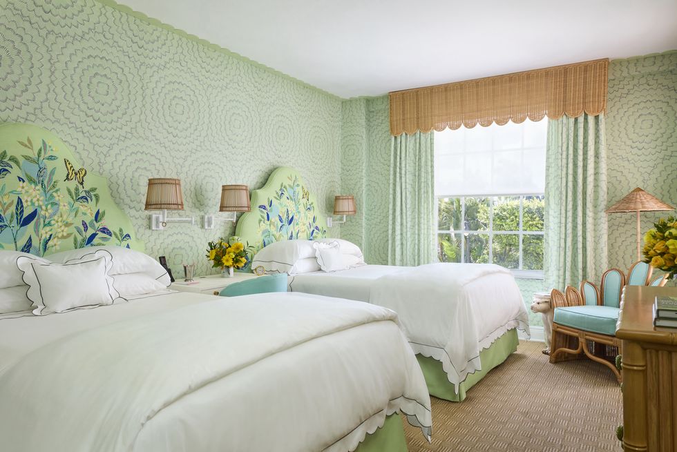 guest room at the colony hotel at palm beach decorated by mimi maddock mcmakin of kemble interiors