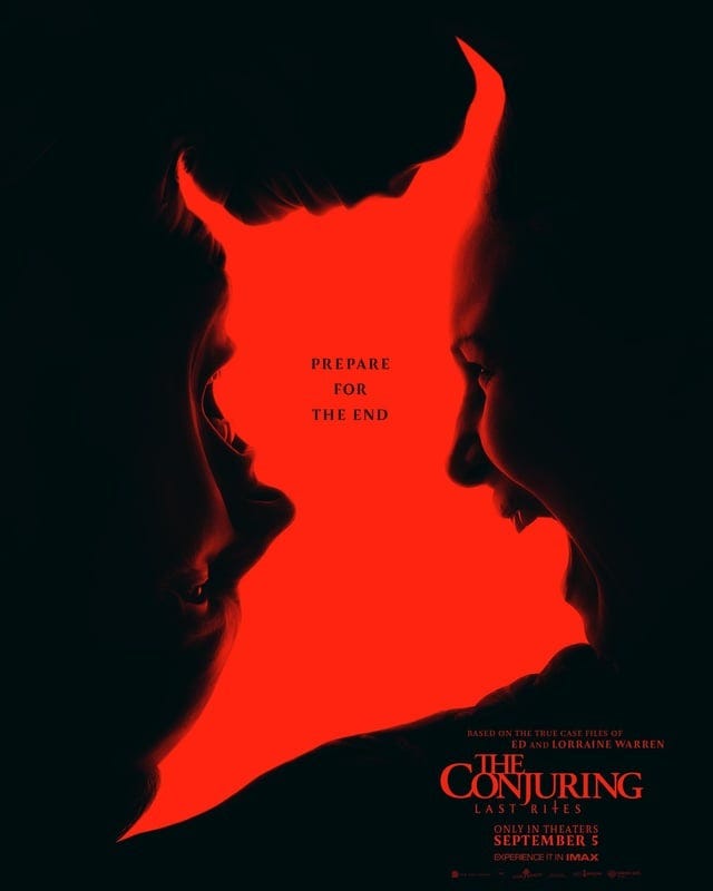 promotional poster for a horror film featuring multiple screaming faces against a red background